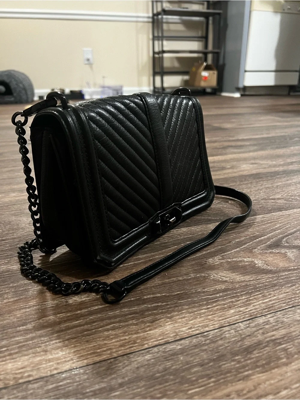 Rebecca Minkoff Black Small Love Quilted Chevron Crossbody bag